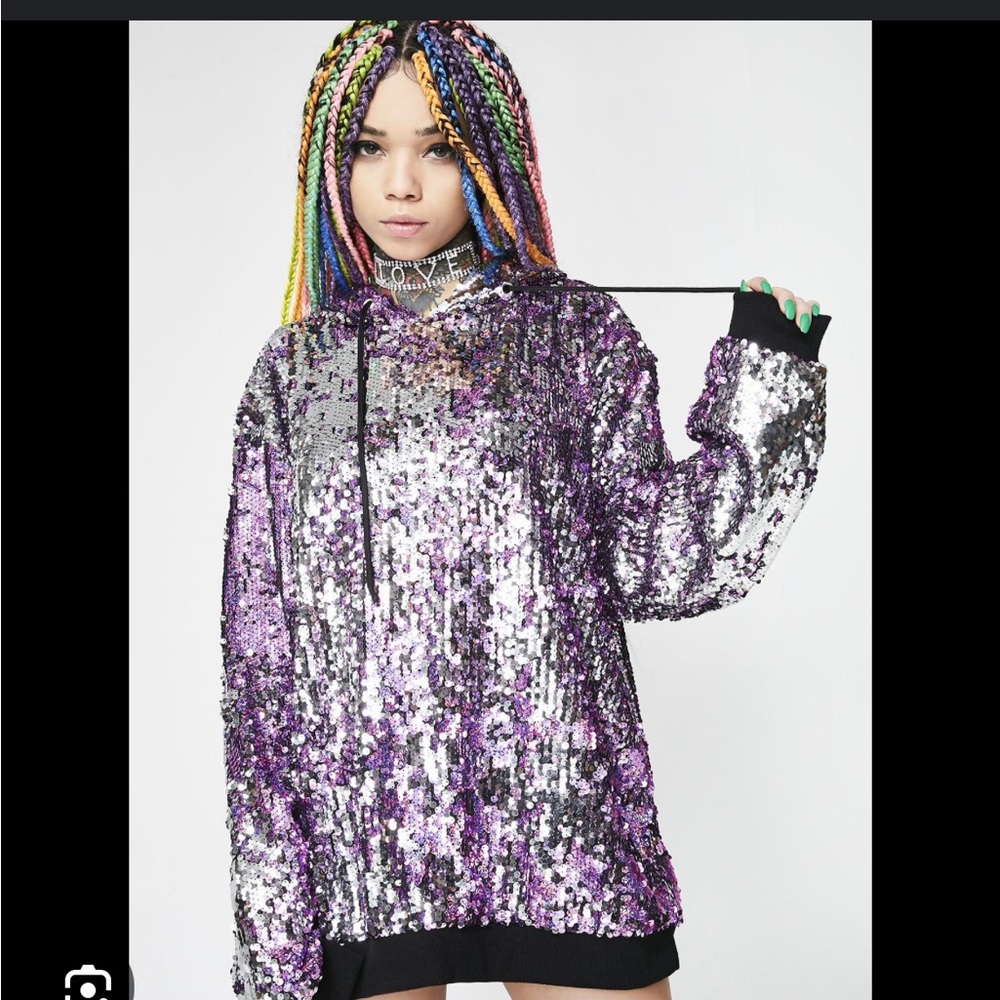 Jaded London All Over Sequin Festival Hoodie size medium